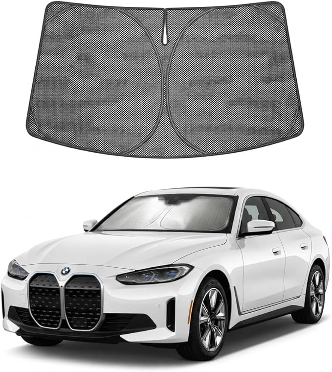 Proadsy Windshield Sun Shade Custom Fit BMW i4 2022-2026 Ice Crystal Black Front Window Sunshade UV and Heat Blocker Foldable Visor Keeps Car Cooler for Summer Parking and Daily Use