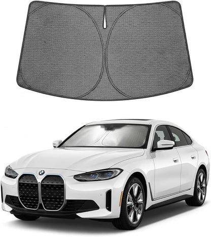 Proadsy Windshield Sun Shade Custom Fit BMW i4 2022-2026 Ice Crystal Black Front Window Sunshade UV and Heat Blocker Foldable Visor Keeps Car Cooler for Summer Parking and Daily Use