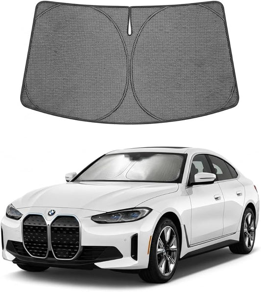 Proadsy Windshield Sun Shade Custom Fit BMW i4 2022-2026 Ice Crystal Black Front Window Sunshade UV and Heat Blocker Foldable Visor Keeps Car Cooler for Summer Parking and Daily Use