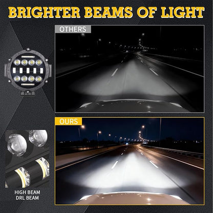 2PCS Round LED Work Light 7 Inch 75W, Spot Flood Spot Combo LED Light Bars Fit for Pickup Truck Jeep ATV UTV SUV