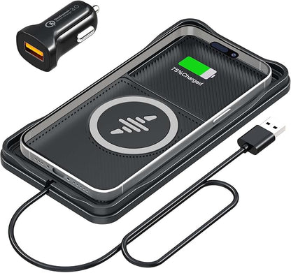 Wireless Car Charger Pad, 15w Fast Car Wireless Chargers Charging pad Non Slip Charger for Car Wireless Phone Charger for iPhone 17/16/15/14/13/12 Pro Max,Samsung S23 S22 S20 for Android, 30cm Cable