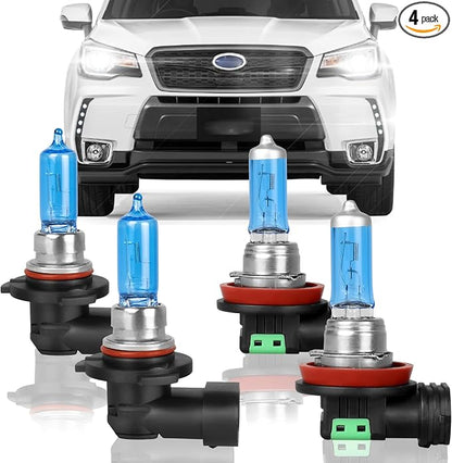 Fit for Subaru Forester 2009-2022 High Performance Halogen Headlight Bulbs,9005 High Beam H11 Low Beam Headlamp Replacement Bulbs Kit,Pack of 4