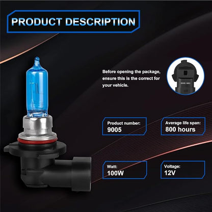 Fit for Elantra 2014 2015 2016 (with Projector) 2017 2018 High Performance Halogen Headlight Bulbs,H7 High Beam +9005 Low Beam Headlamp Replacement Bulbs Kit, Plug and Play,Pack of 4