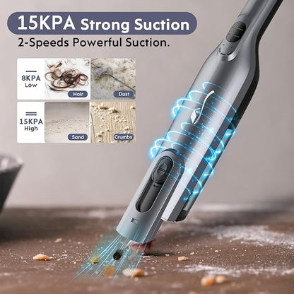 Cordless Handheld Vacuum, Lightweight Portable Hand Vacuum Cleaner with LED Light,Rechargeable Hand Held Vacuum with One-Touch Empty, Powerful Suction for Office, Home,Car, Coal