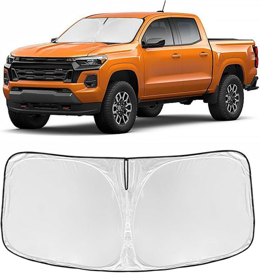 Sun Shade Sunshade for Chevy Chevrolet Colorado 2015-2026 Windshield Cover, 4-Layers Sun Shield 250T Silver Sun Visor Foldable Window Shade Blocks UV Rays Car Accessories