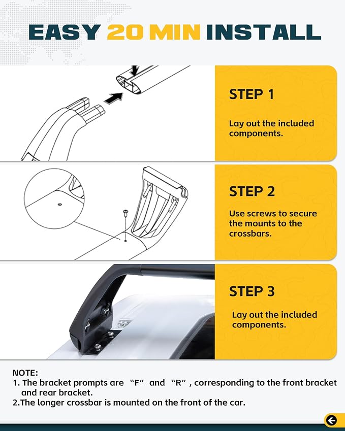 Trumgeta Basic Model Roof Rack Cross Bars Fit for 2024 2025 2026 Toyota Tacoma Double Cab Crossbars Luggage Cargo Carrier for Cargo Bike Kayak Snowboard No Drill Rooftop Accessories