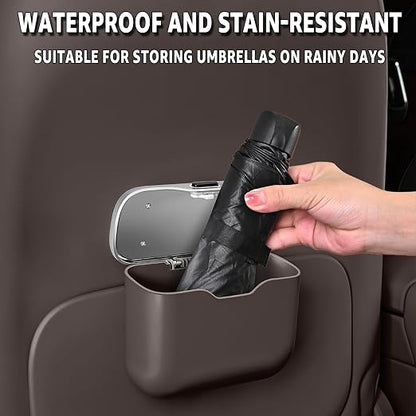 HOLDCY Car Trash Can, Waterproof Multi‑Functional Auto Trash Bin for Door/Console/Seat Back, Universal Vehicle Garbage Can for Car/Truck/SUV Drivers (Brown)