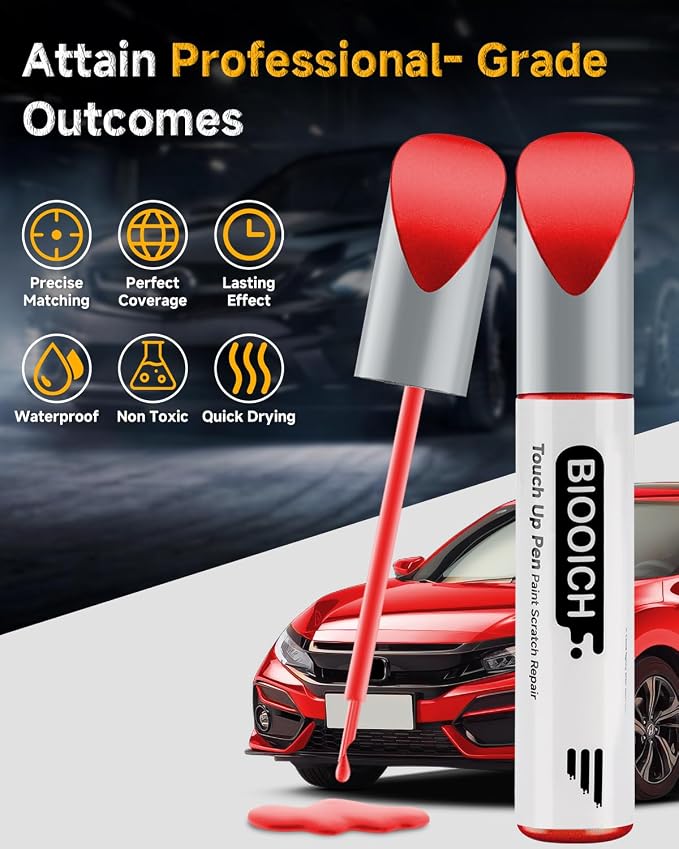 Touch Up Paint Pen Exact Color Match Car Chip and Scratch Repair (for Honda, Rallye Red(R-513))