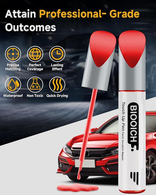 Touch Up Paint Pen Exact Color Match Car Chip and Scratch Repair (for Honda, Rallye Red(R-513))