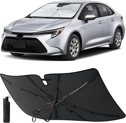 EcoNour Umbrella Windshield Sunshade for Toyota Corolla 2020-2024 2025 2026 | Reflective Front Windshield Sun Shade UV & Heat Shield | Foldable Car Sun Visor for Interior Protection Accessories