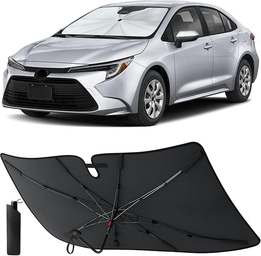 EcoNour Umbrella Windshield Sunshade for Toyota Corolla 2020-2024 2025 2026 | Reflective Front Windshield Sun Shade UV & Heat Shield | Foldable Car Sun Visor for Interior Protection Accessories
