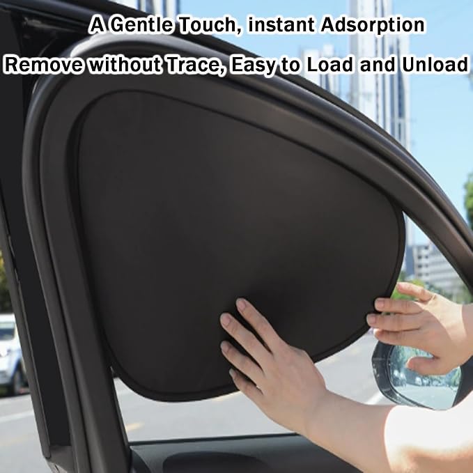 Car Window Sun Shade 4 Pack, Static Cling Side Window Sunshade, UV Protection Privacy Cover, Universal Fit for Car SUV Truck
