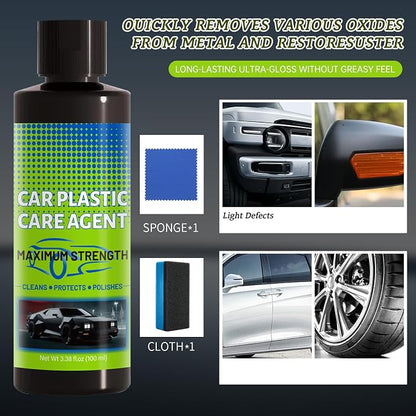 Plastic Restorer for Car Plastic Care Agent kit, Automotive Exterior and Interior Trim Scratch Remover Kit, Bring Plastic, Rubber, and Vinyl Back to Life! Safe Auto Detailing Supplies, 3.38 Fl.oz