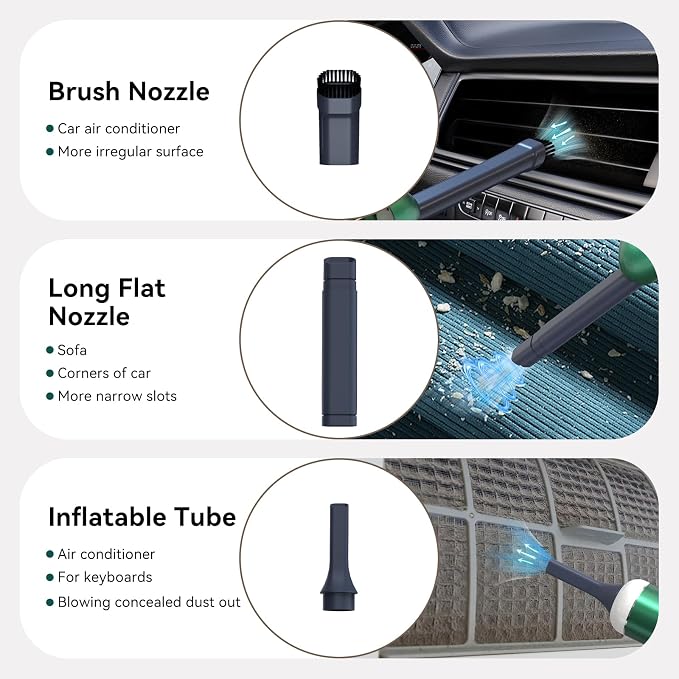 Minthouz Car Vacuum Portable Cordless 17000Pa - 120W Handheld Vacuum Rechargeable with Blower, Ultra Lightweight Mini Vacuum Cleaner with 2 Filters for Car Home Pet Office Keyboard