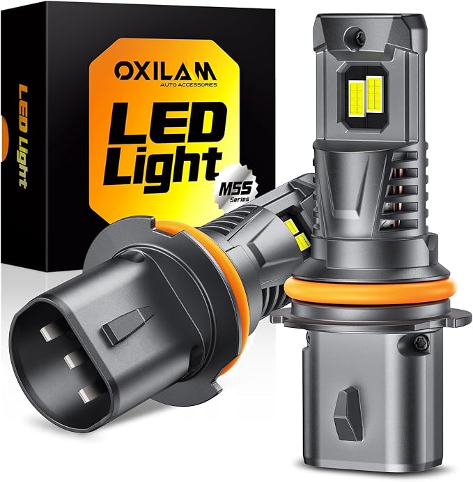 OXILAM 9007 HB5 LED Light Bulbs, 30000LM 800% Brighter, 6500K Cool White, 1:1 Halogen Size,Plug and Play HB5 Fog Lamps Replacement, Pack of 2