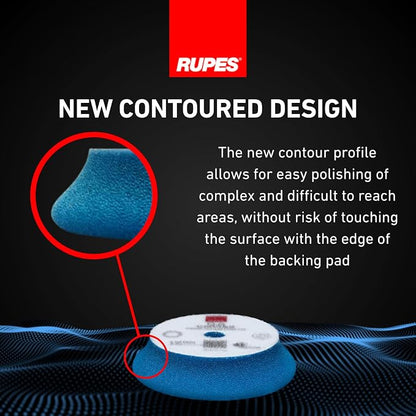 RUPES 9.DA100H Pack of 48 Blue D-A Coarse Cutting Foam Pads 100mm | Ideal for Paint Correction & Gloss Enhancement | Mild to Severe Defect Removal | Compatible with 4" Backing Plate