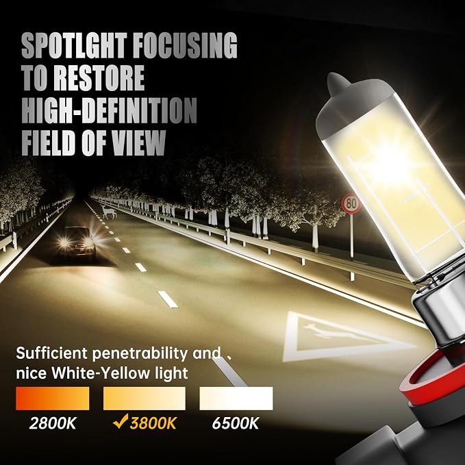 H11 Halogen Headlight Bulb,3800K, 4000 Lumens,12V 55W Standard Halogen Light Bulb,Head Light Bulbs for Car,High Brightness Headlight Bulb,Headlight Bulbs High and Low Beam,Pack of 2