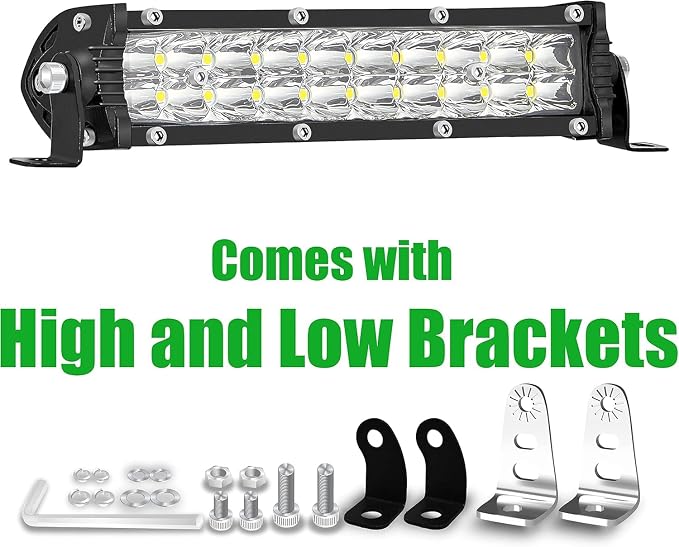 7 Inch Dirt Bike Light Bar, 60W 6000lm Motorcycle LED Headlight Kit with 12V Wiring Harness and Switch, Mounting Brackets Universal for 7/8" Handlebars CRF XR TTR KLX Pit Bike
