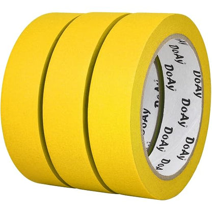 3 Pack Yellow Painters Tape - Masking Tape 1 Inch Wide - Multi-Surface, Smart Adhesion, Indoor & Outdoor - 270FT Total - Paint Tape for DIY, Labeling, Art, Car, General Purpose (#3910)