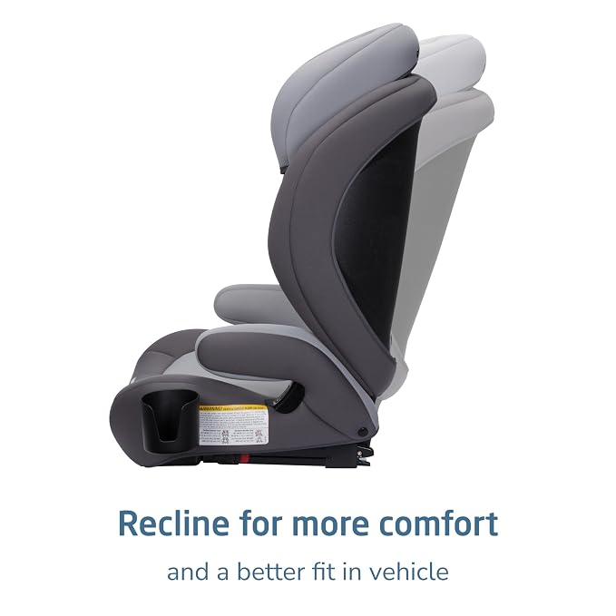 Maxi-Cosi RodiSport Kids Booster Car Seat, High-Back, Backless Booster Seat, 7-Position Headrest, Easy Latch System, Reclining Chair, Belt Guide, Fits 40-100 lbs, 43.4-57 in, Sea Salt