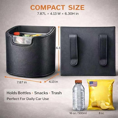 2PC Car Trash Can Leakproof Garbage Can for Car Hanging Back Seat PU Leather Vehicle Trash Bin Removable Liner for Travel Road Trip