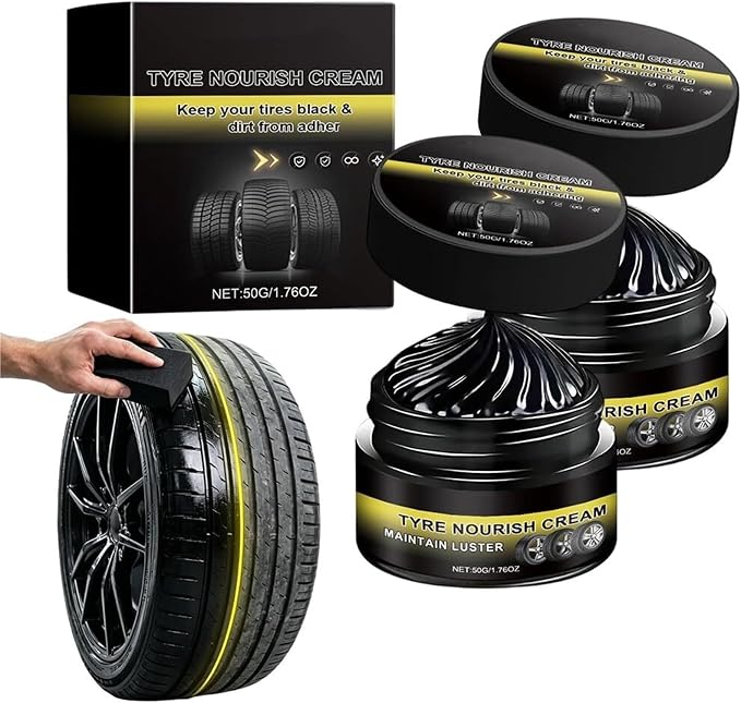 New 2026 Car Tire Ceramic - Powerful Wheel Cleaning Refurbish Wax, Tyre Nourish Cream, Tire Wax for Ultimate Wheel Protection, Restores Black Gloss, Blocks UV(Black 2PCS)
