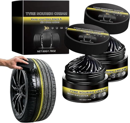 New 2026 Car Tire Ceramic - Powerful Wheel Cleaning Refurbish Wax, Tyre Nourish Cream, Tire Wax for Ultimate Wheel Protection, Restores Black Gloss, Blocks UV(Black 2PCS)