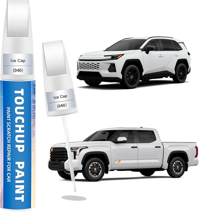 Ice Cap(040) Touch Up Paint for Toyota 2-in-1 Car Scratch Repair Pen for Rock Chips, Door Scratches & Paint Nicks Exact Color Match Quick Dry DIY Fix for RAV4 Camry Corolla