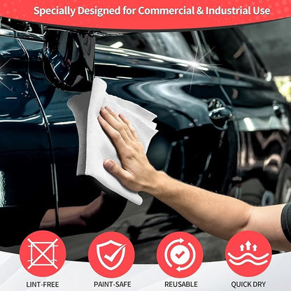 White Microfiber Cleaning Cloth, 150 Pack Shop Towels All-Purpose Cleaning Rags, Bulk Lint-Free Washcloth Reusable Microfiber Towels for Cars Mechanic Garage & Housekeeping 11.5"*11.5"