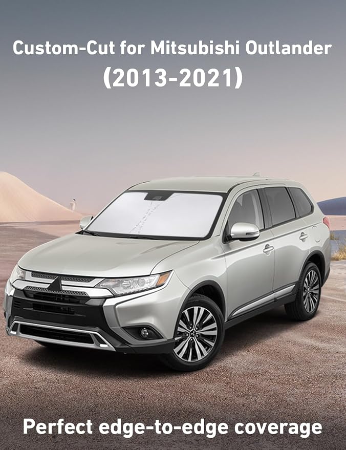 EcoNour Windshield Sunshade Compatible for Mitsubishi Outlander (Not for Outlander Sport) 2013-2019 2020 2021, Sun Visor for Front Windshield & Window Sun Shade Cover, UV Protector, Car Accessories