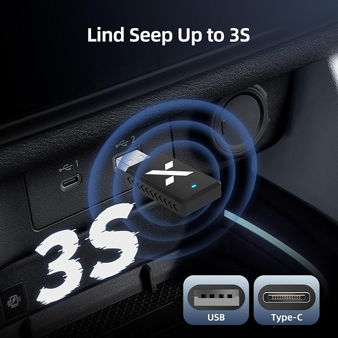 2-in-1 Wireless CarPlay Android Auto Adapter, Dual Chips, Heat Vent Car Play Dongle, USB-A & C, Compatible with Factory-Installed Wired CarPlay & AA Features Car from 2016, for iPhone & Android Phone
