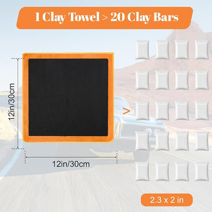 Clay Towel 2 Pack 12 x 12 Inch, Purple Clay Bar Towel for Auto Detailing Microfiber Car Cloth Cleaner Automotive for Car Detailing