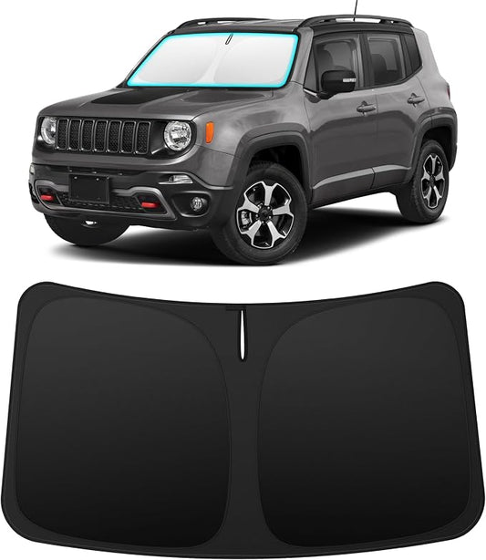 INSAUTO Custom Fit Windshield Sun Shade Accessories for Jeep Renegade 2015-2024, Foldable Front Window Sunshade, UV & Heat Reflector, Keeps Interior Cool, Includes Storage Bag