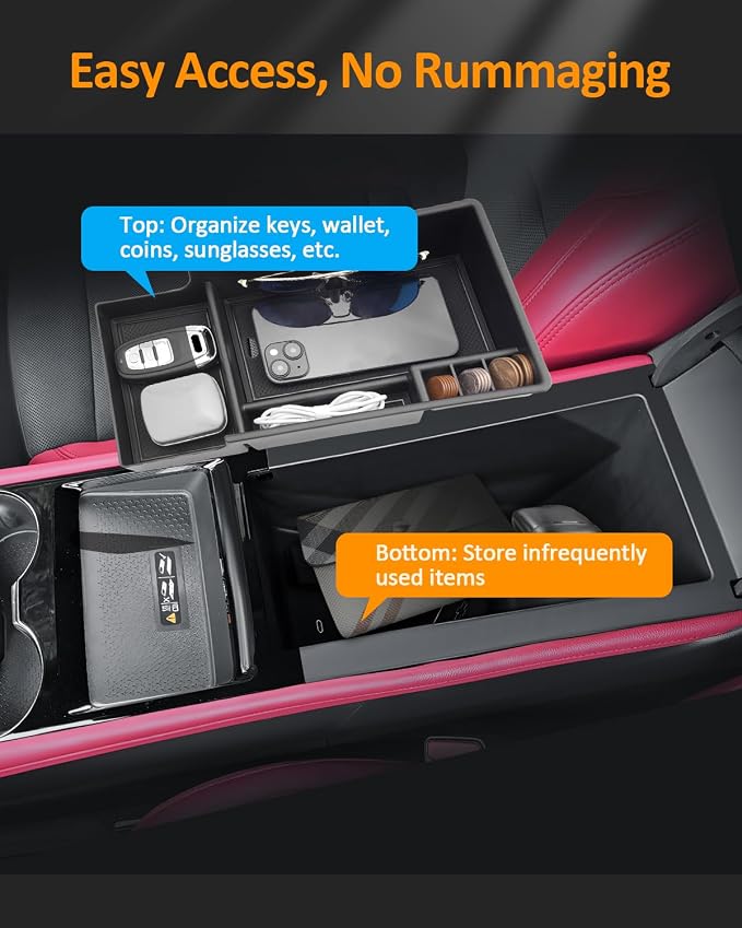 CDEFG for Chevy Blazer EV 2024 2025 2026 Center Console Organizer Tray for Blazer EV LT/RS Accessories Armrest Storage Box Insert Tray for Blazer EV Arm Rest Middle Organizer