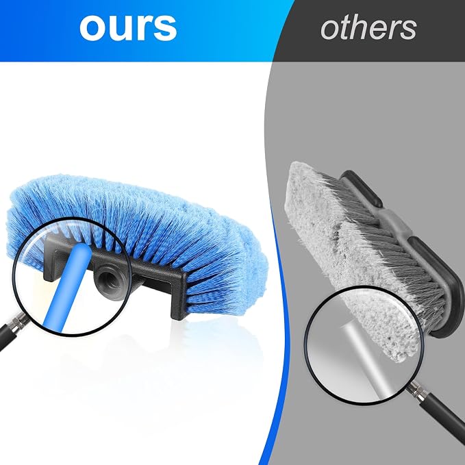 Tanlade 2 Pcs Car Wash Brush Head with Soft Detailing Bristle Flow Through Car Cleaning Brush Exterior Wash Equipment for Auto Truck RV Boat Camper(10 Inch,Blue)