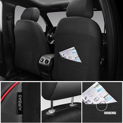 CAR PASS Comfortable 3D Foam Mesh Leather Car Seat Covers Front, Air Cool Mesh Breathable Front Seat Covers for Car, Universal Fit for SUV Truck Sedan Automotive, Airbag Compatible,Black Red