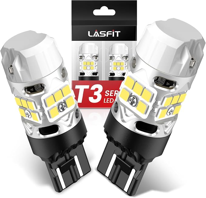 LASFIT T3 7443 7440 LED Bulb Reverse light with Built In Resistor Canbus Ready 7441 7444 W21W LED White Bulb for Backup Parking Daytime Running Light Side Marker Turn Signal(2pcs)