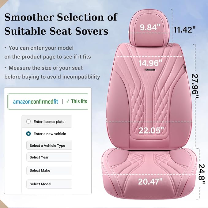 Coverado Car Seat Covers Full Set, Automotive Front and Rear Seat Covers with Backrest, Nappa Leather Car Seat Protectors Waterproof, Universal for Most Vehicles
