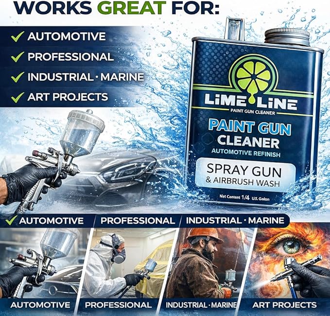 LiME LiNE Urethane Spray Gun and Airbrush Cleaner for Automotive Painting: Bonus Cleaning Brush Included 1 (Quart)