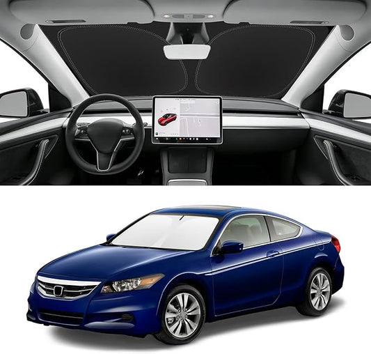 Custom Fit Windshield Sun Shade for Honda Accord 2008-2012, Blocks UV & Heat, Front Window Sunshade Accessories, Easy Fold & Store Keep Your Car Cooler