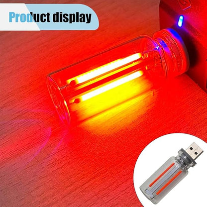USB LED Atmosphere Light - Plug-in USB Ambient Retro Lamps, Mini LED Car Interface Charging Night Light for Hallway, Bedroom (Red)