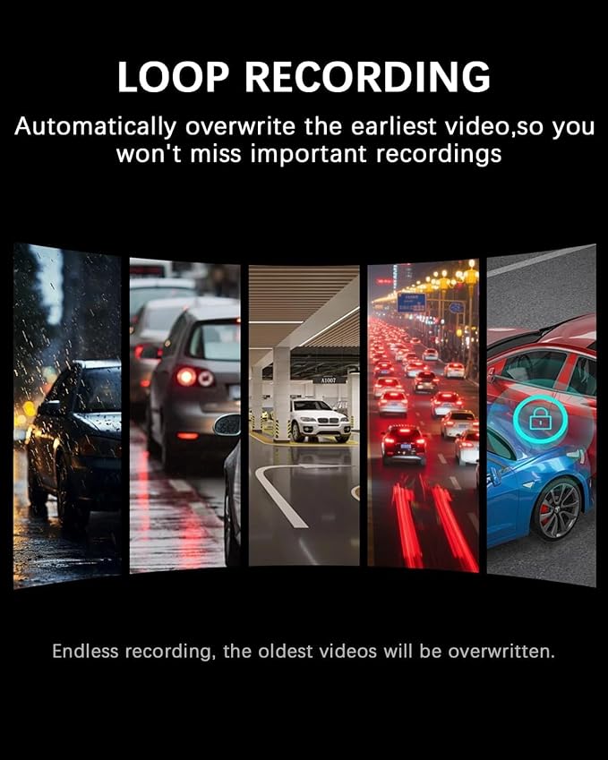4 Channel Dash Cam Front and Rear 4K 360°View Dash Camera for Cars with GPS, G-Sensor, 5G WiFi, Loop Recording, App Control, 8 Lamps IR Night Vision, 24/7 Parking Mode, 128G Card
