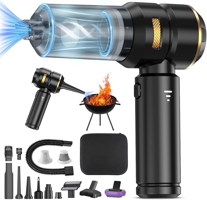 Cordless Handheld Car Vacuum, 22000Pa Strong Suction with Brushless Motor, HEPA Filter, Bonus Washable Metal Filter, 4-in-1 Kit with Air Blower, Type-C Rechargeable for Car Pet Home, Black