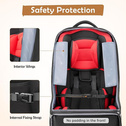 YOREPEK Padded Car Seat Travel Bag for Airplane, Gate Check Carseat Backpack for Air Travel, Baby Travel Essentials for Flying, Car Seat Stroage Cover Bag (All Black)