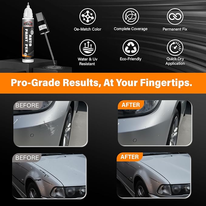 Touch Up Paint for Cars, 3-Pack - Silver Car Scratch Repair Pen, Color Accurate Automotive Touch Up Paint, Long-Lasting Scratch Resistance, Fast-Drying & User-Friendly, Safe & Water-Resistant for Automotive & Household Touch-Ups