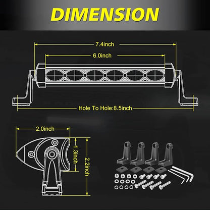7 Inch Amber LED Light Bars 36W Spot Slim Single Row LED Light Pods Offroad Driving Lights Amber Fog Lights Chase Light 2Pcs for Trucks Pickup SUV UTV ATV Dirt Bike Snowmobile