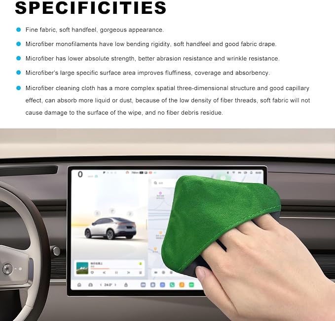 Ohleats Car Screen Cleaner, Microfiber Auto Screen Cleaning Pad, Foldable Touch Screen Cleaner Cloth for Vehicle Dashboard LCD Display, Car Cleaning Kits (Green&Gray)