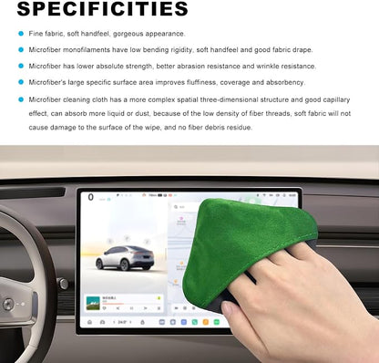 Ohleats Car Screen Cleaner, Microfiber Auto Screen Cleaning Pad, Foldable Touch Screen Cleaner Cloth for Vehicle Dashboard LCD Display, Car Cleaning Kits (Green&Gray)