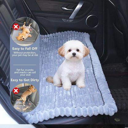 Dog Car Seat Waterproof Bed Cover Non-Slip Car Back Seat Soft and Comfortabl Pet Bed Mat Car Blanket for Travel Backseat Extender Seat Covers Dog Bed for Cars Trucks and SUVs (Light Grey 23.6” x 51”)