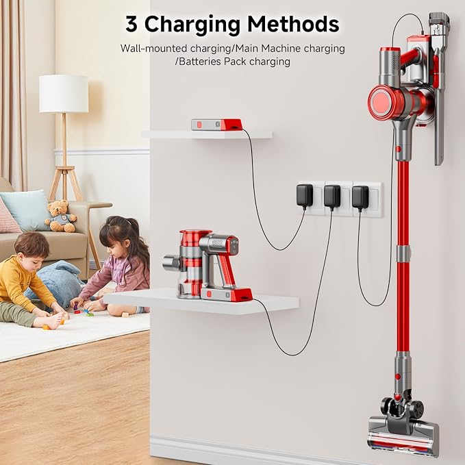 Cordless Vacuum Cleaner, Powerful Stick Vacuum Cleaner for Home with Rechargeable Battery, 6-in-1 Lightweight Handheld Vacuum, 45 Mins Runtime for Hardfloor & Carpets Pet Hair